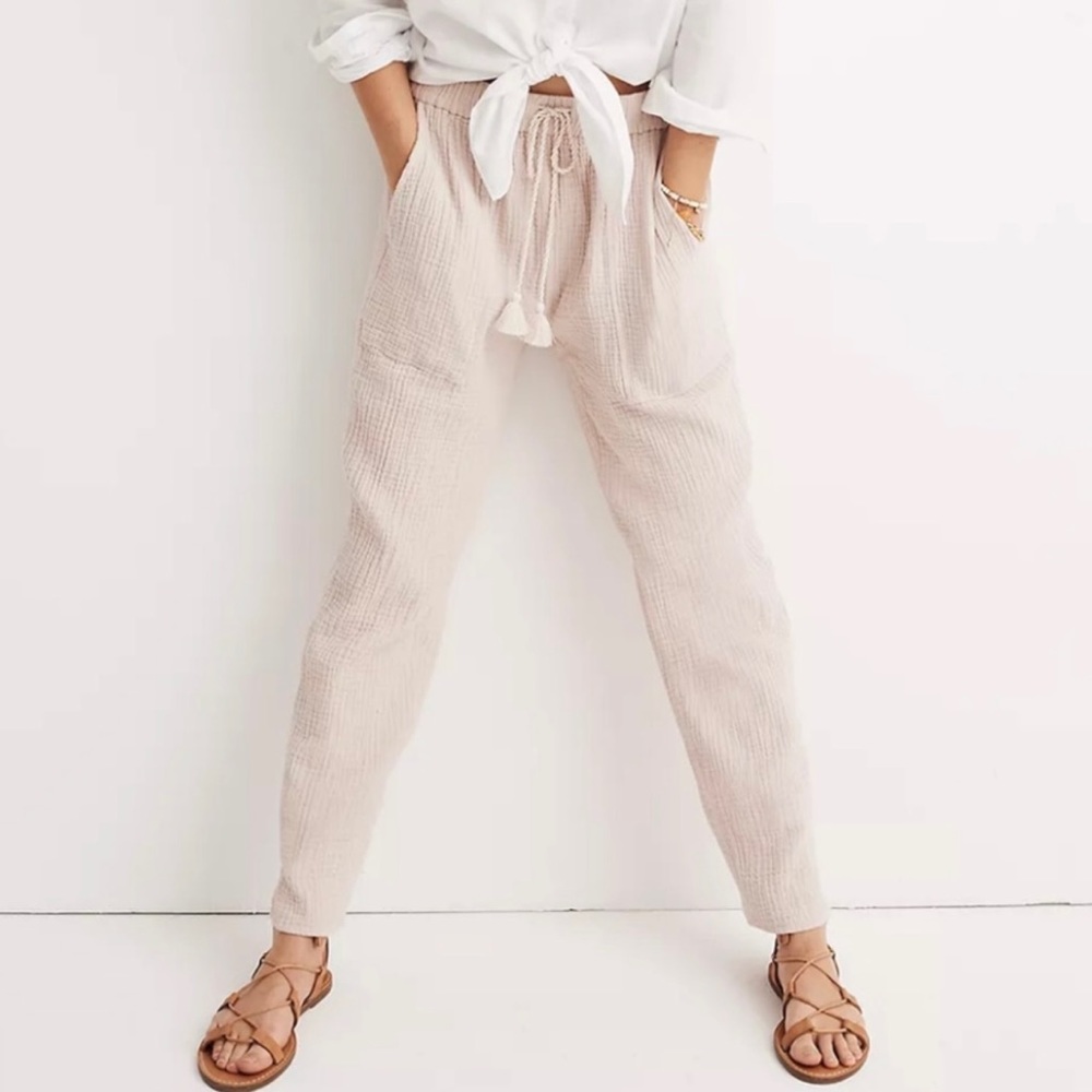 Madewell Caracas 100% Cotton Double Gauze Drawstring Waist Pants